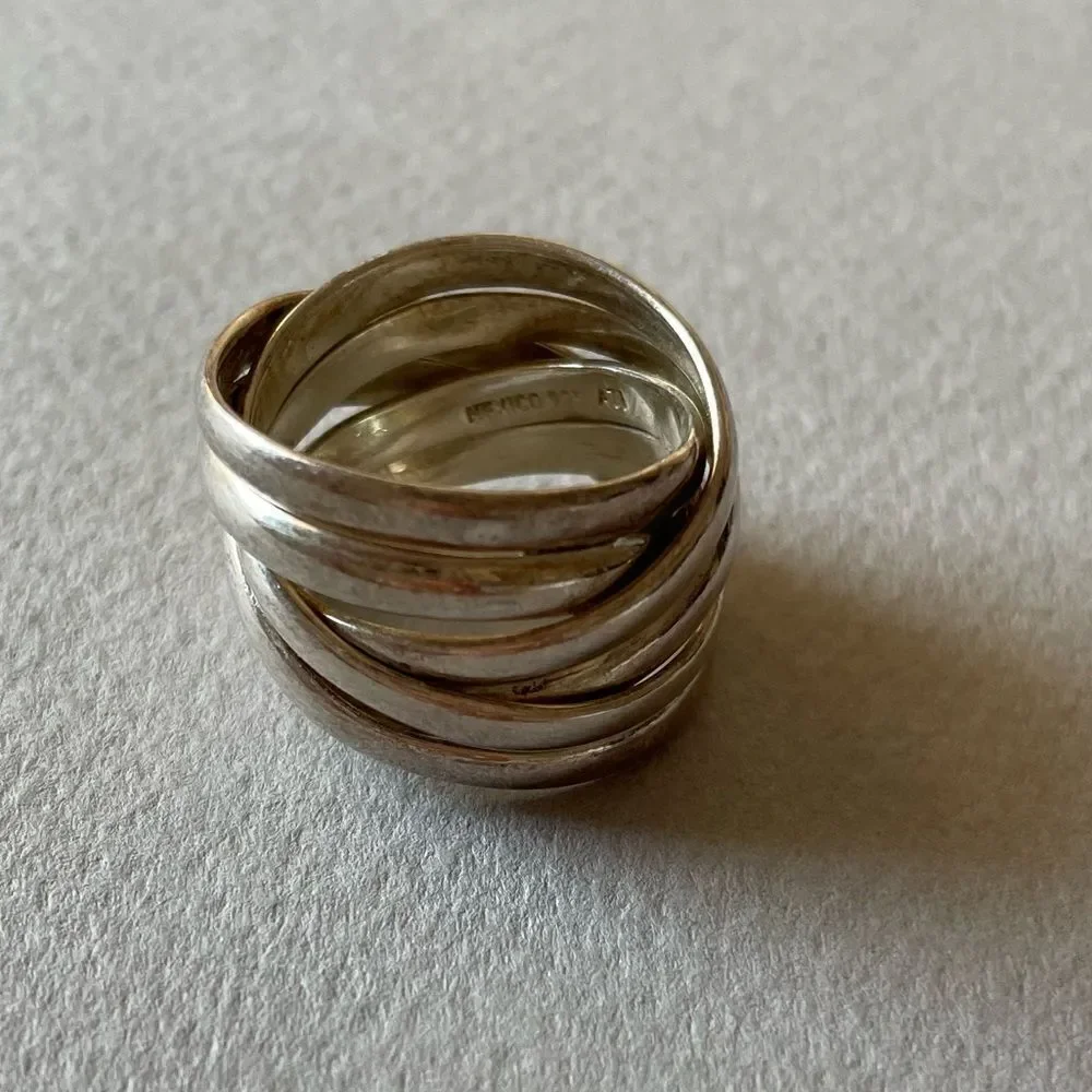 Silver Multi-Band Woven Ring M377